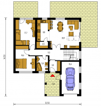Mirror image | Floor plan of ground floor - BUNGALOW 128